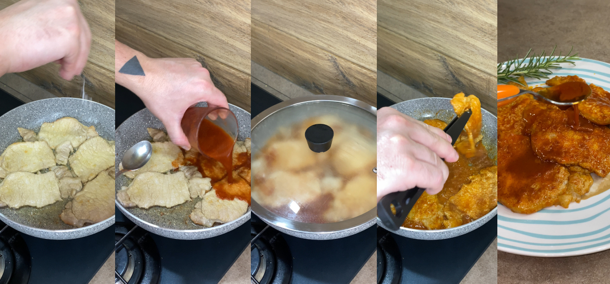 Coprire e cuocere la carne