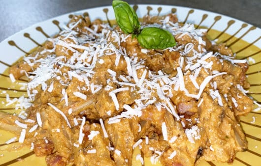 Pasta alla norma e pancetta
