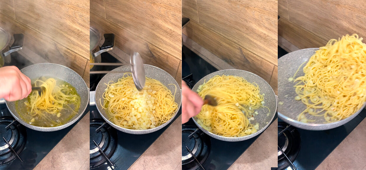 Spaghetti aglio olio e peperoncino con patata