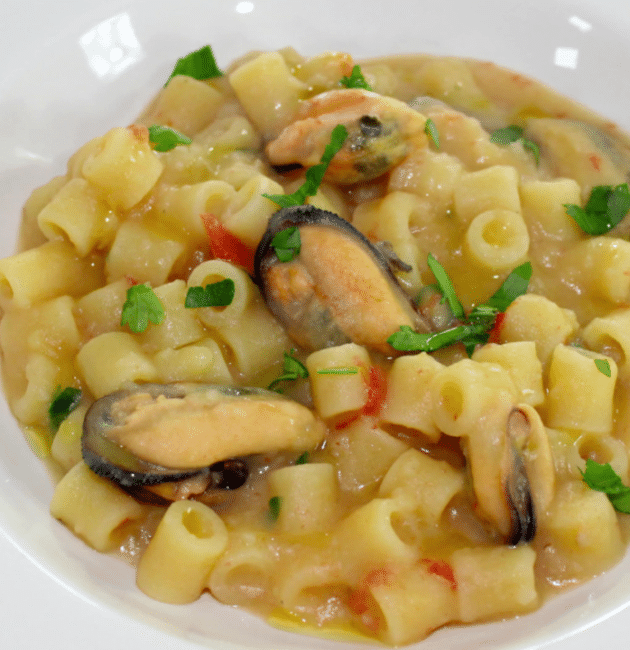 Pasta patate e cozze cremosa
