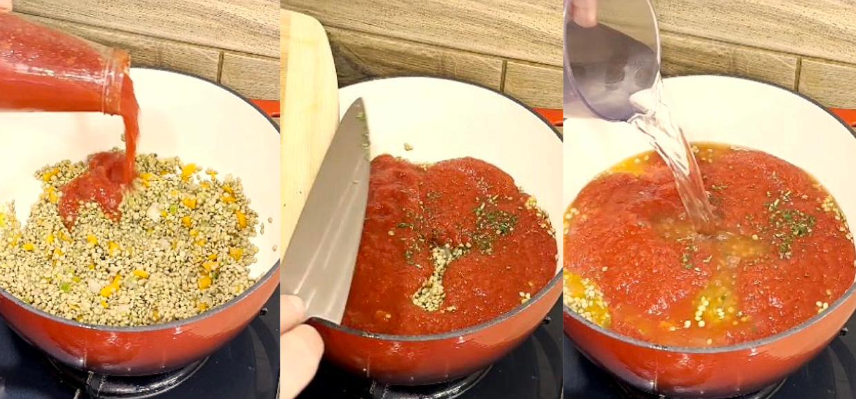 Pasta con ragù di lenticchie