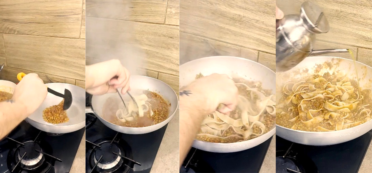 Pasta con ragù di lenticchie