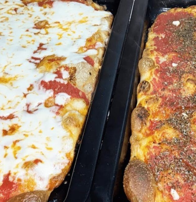 Pizza con poolish in teglia