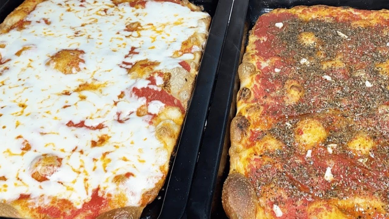 Pizza con poolish in teglia