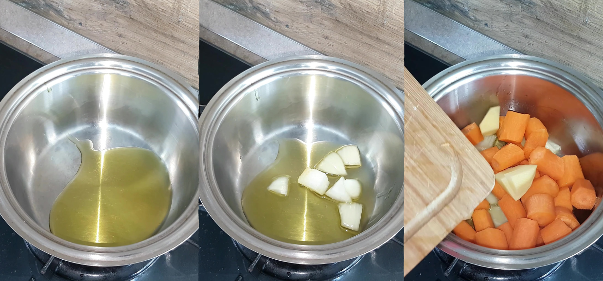 Linguine crema di carote e peperoni croccanti
