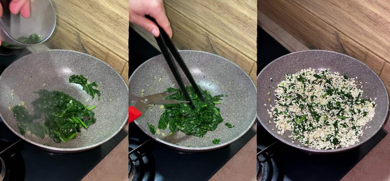 Risotto spinaci, gorgonzola e stracciatella