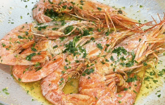 Gamberoni al Brandy in padella