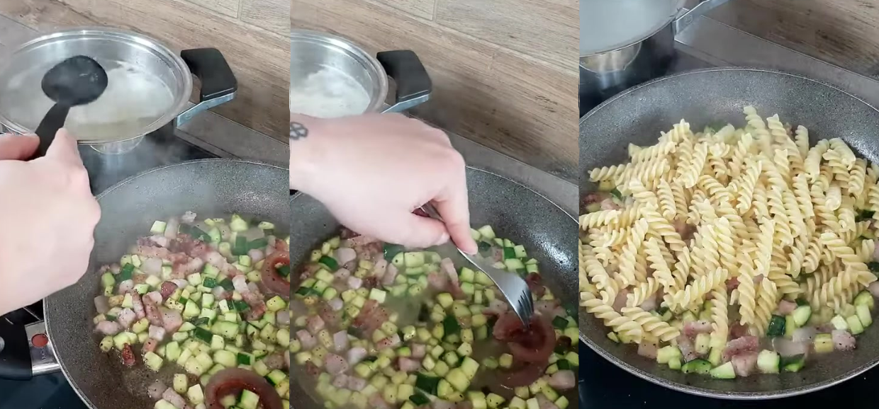 Fusilli con zucchine e guanciale