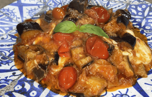 Melanzane a funghetto con provola a modo mio