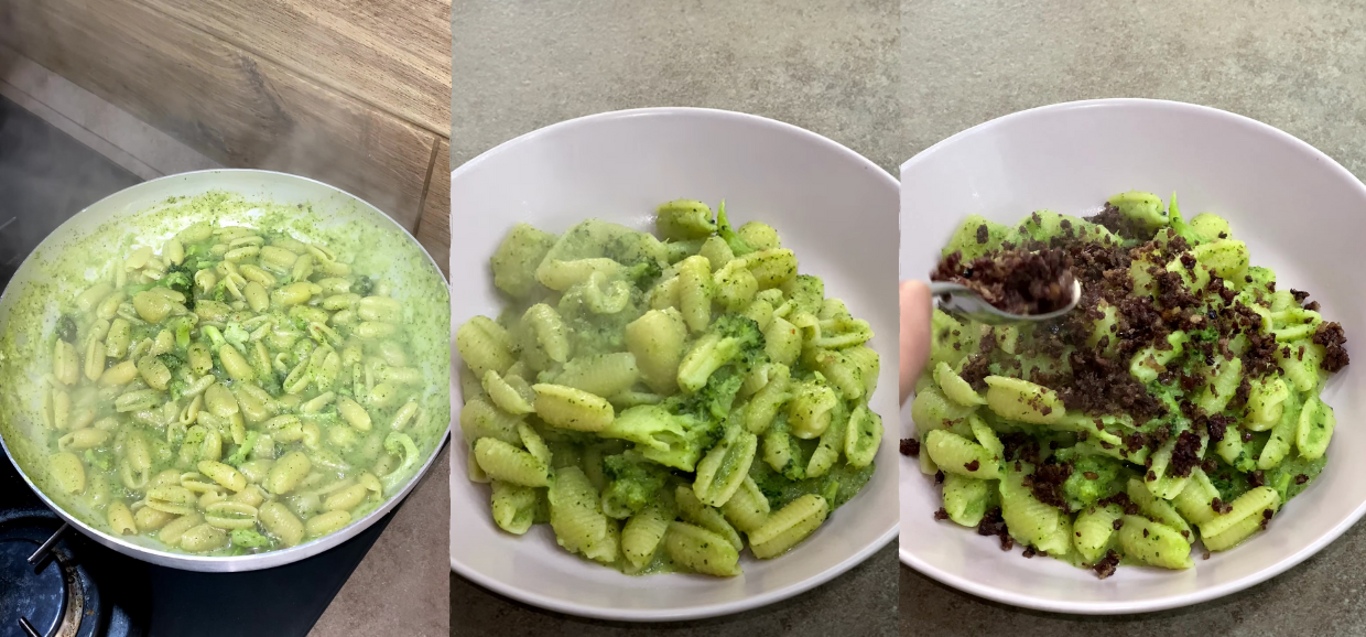 Pasta broccoletti e mollica alle olive
