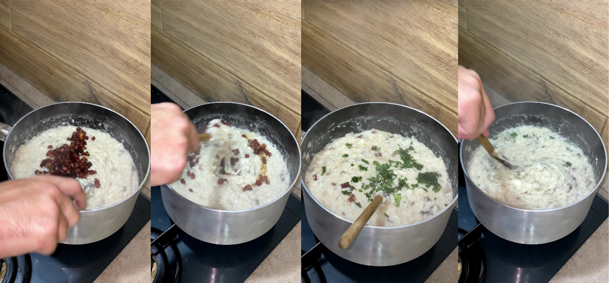 Risotto champignon, speck e provola affumicata