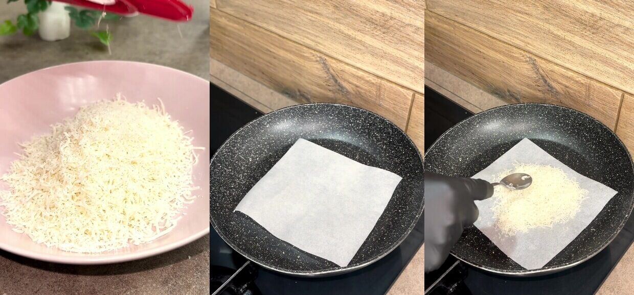 Cestini di parmigiano a forma di cono farciti con rucola e bresaola
