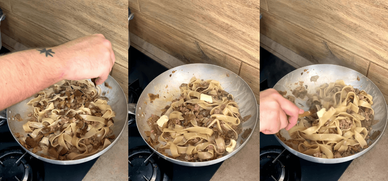 Pappardelle porcini, tartufo e salsiccia
