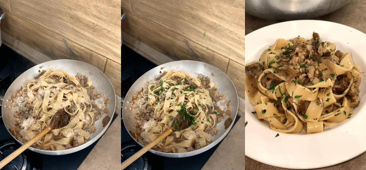 Pappardelle porcini, tartufo e salsiccia