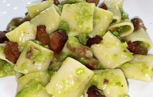 Pasta piselli e guanciale