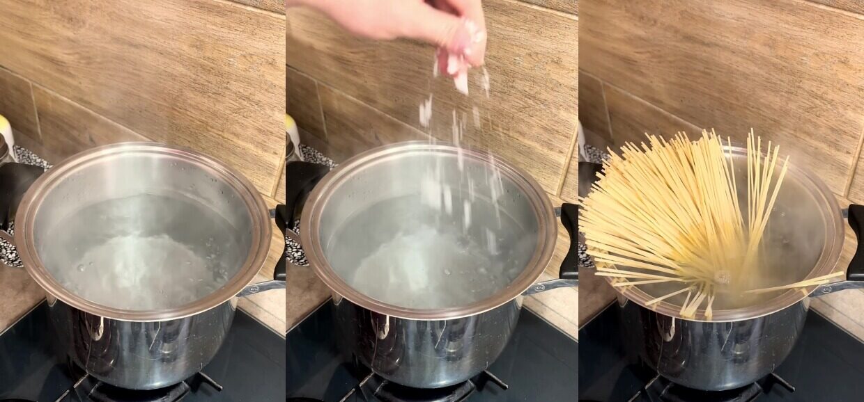 Spaghetti allo scoglio con preparato surgelato