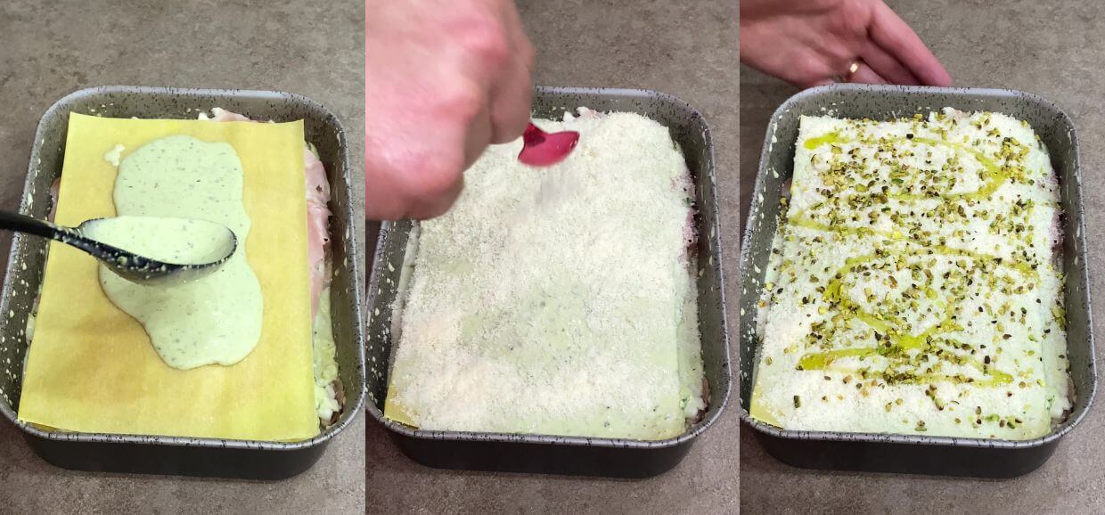 Lasagna mortadella e pistacchio