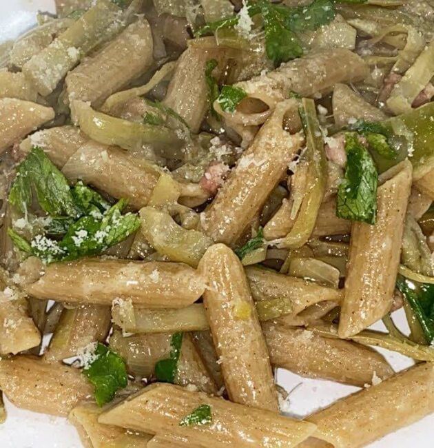 Pasta carciofi e pancetta
