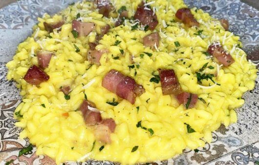 Risotto zafferano e pancetta velocissimo