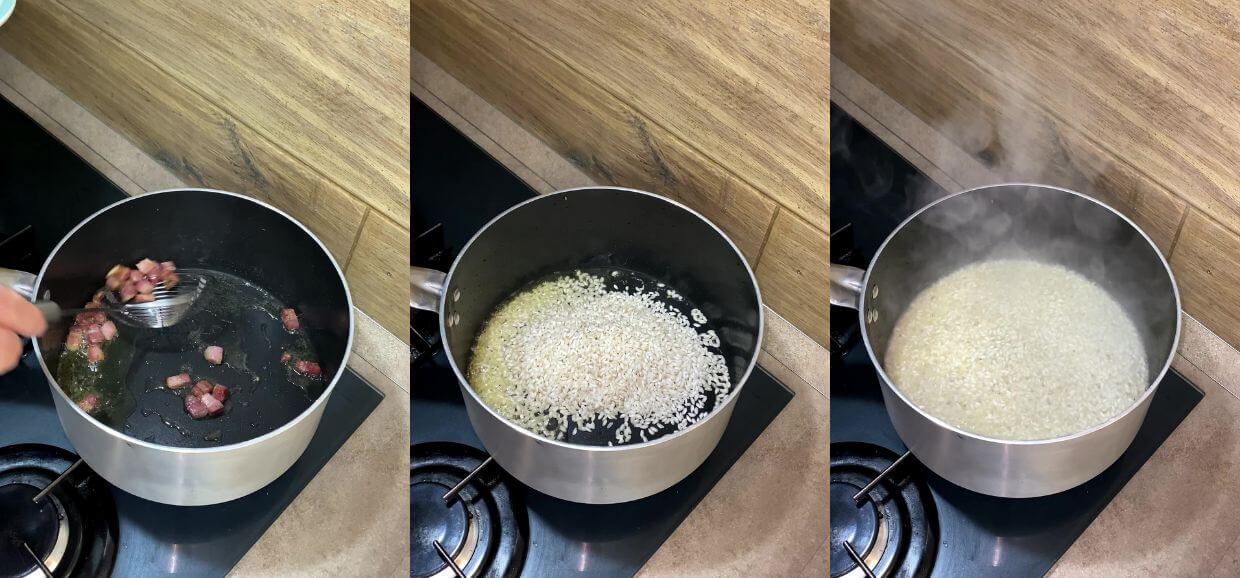 Risotto zafferano e pancetta velocissimo
