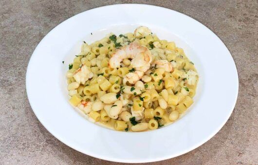 Pasta gamberoni e fagioli