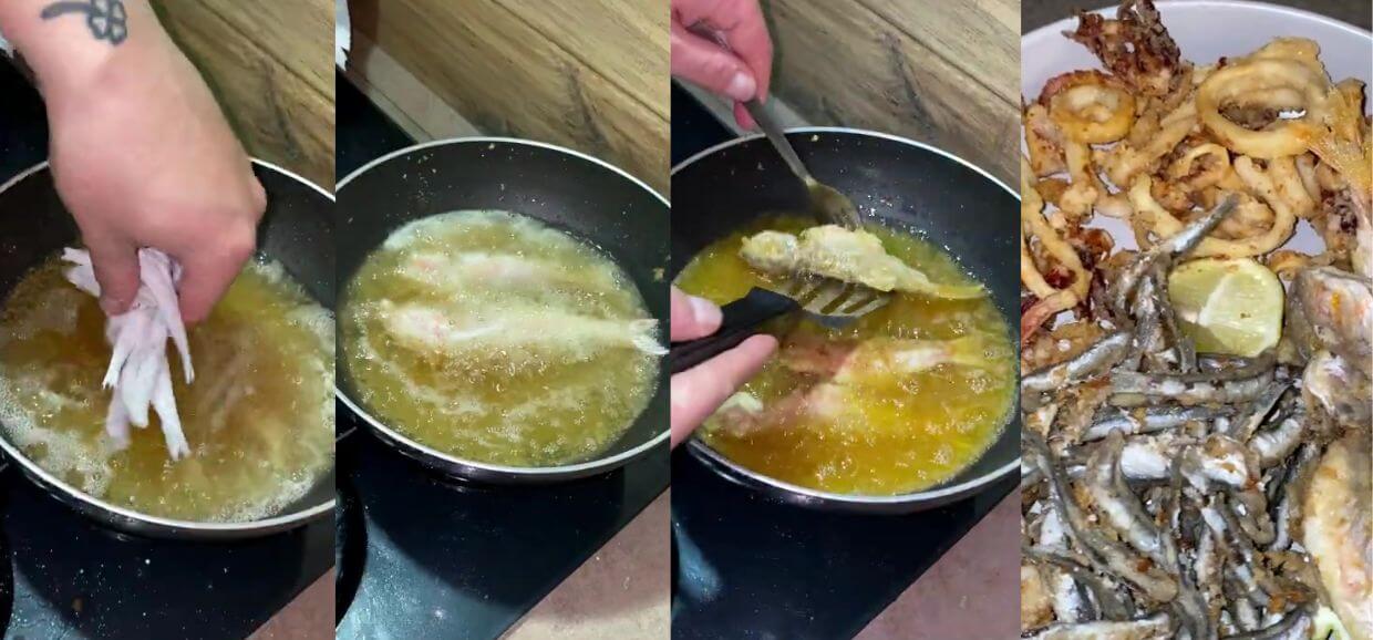 Frittura di pesce: calamari, alici e triglie