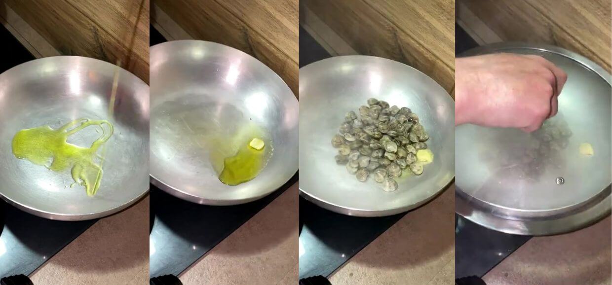 Pasta rucola, moscardini e lupini