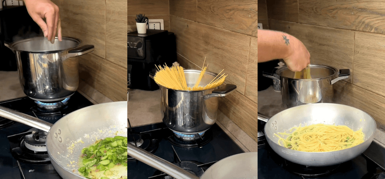 Spaghetti al tonno con burro e basilico