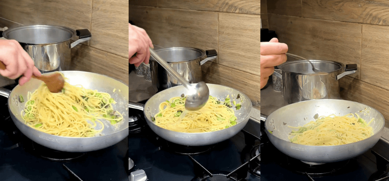 Spaghetti al tonno con burro e basilico