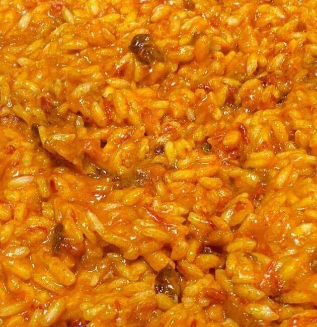 Risotto crema di peperoni e bacon croccante