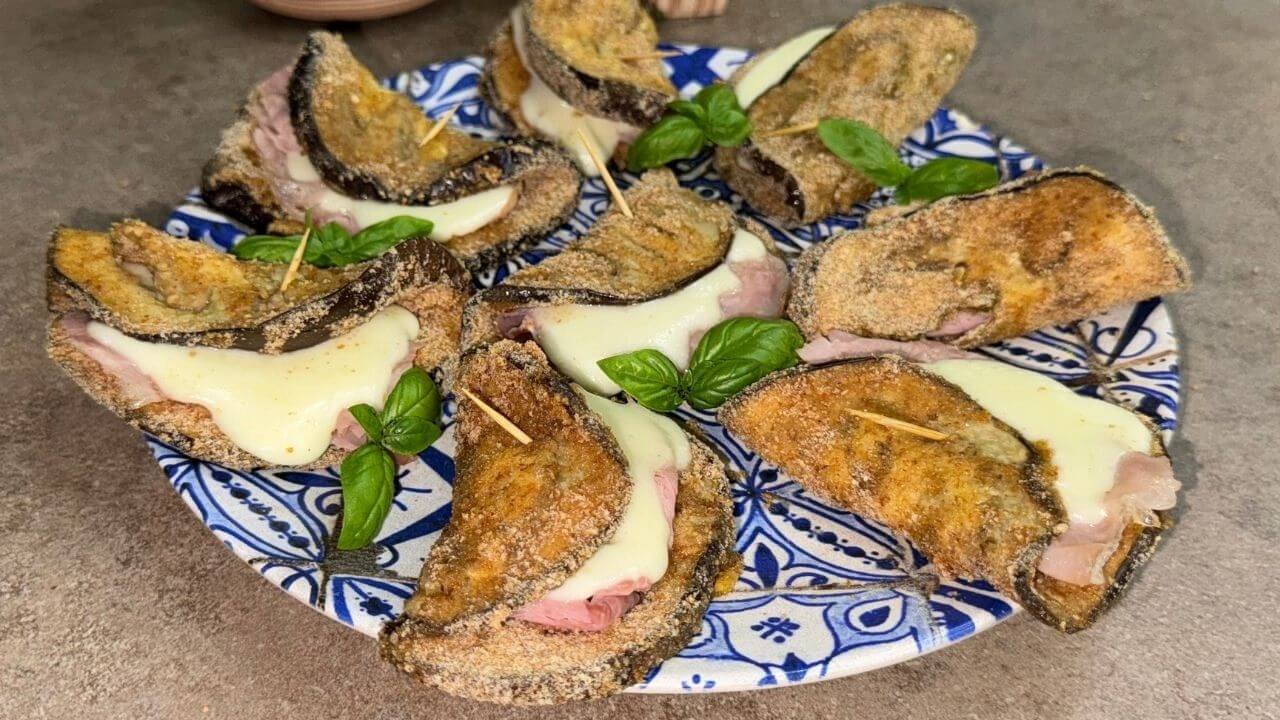 Melanzane a portafoglio ripiene al forno