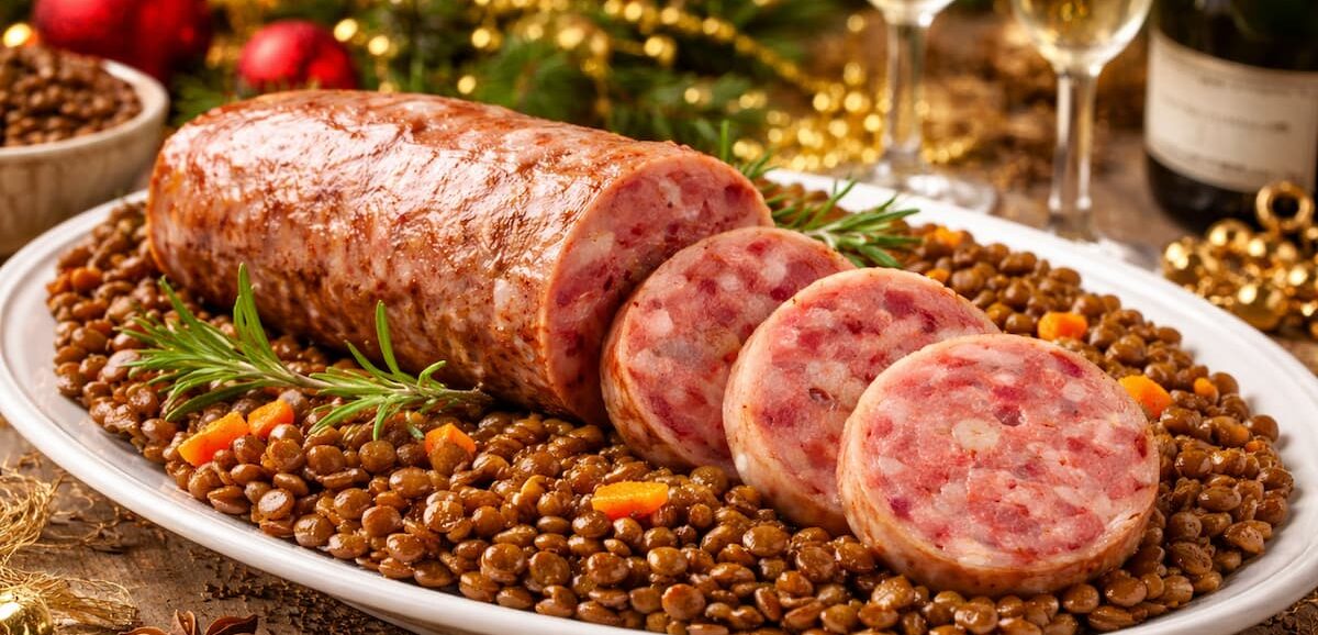 Cotechino: storia, leggenda e significato del piatto simbolo di Capodanno. Dall’assedio di Mirandola al rito delle lenticchie, tra tradizione e fortuna.