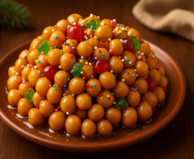 Gli Struffoli: storia, leggenda e origini del dolce più antico del Natale napoletano. Dalla Grecia a Napoli, simboli, curiosità e tradizione del miele e delle palline colorate.