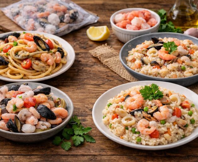 5 ricette con prodotti surgelati perfette quando il tempo è poco: risotti e primi di mare facili, gustosi e intelligenti, per mangiare bene anche nei giorni più frenetici.