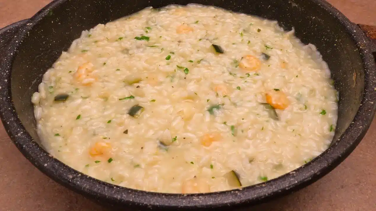 Risotto zucchine e gamberetti preparato surgelato ricetta facile e buonissima