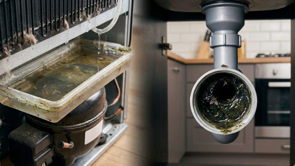 Ristagno d'acqua in un sottovaso di piante aromatiche in cucina con una moneta di rame per eliminare le larve di zanzara.