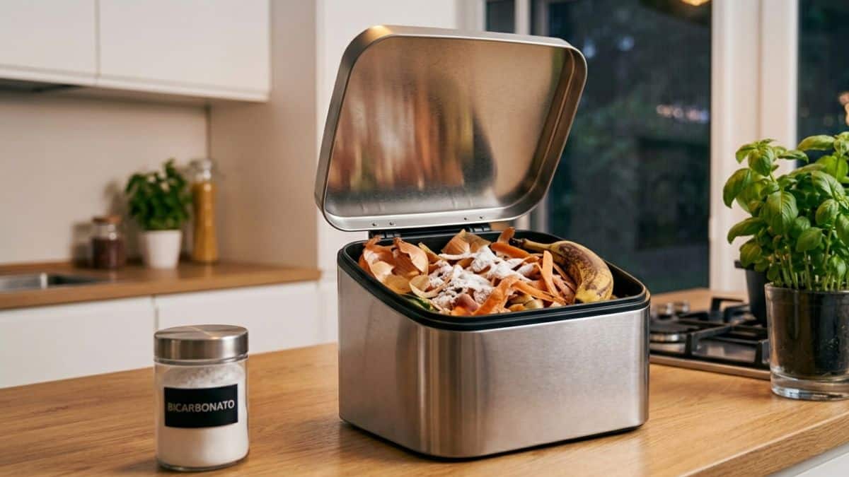 Come eliminare le zanzare in cucina usando il bicarbonato nel bidone dell'umido per neutralizzare gli odori